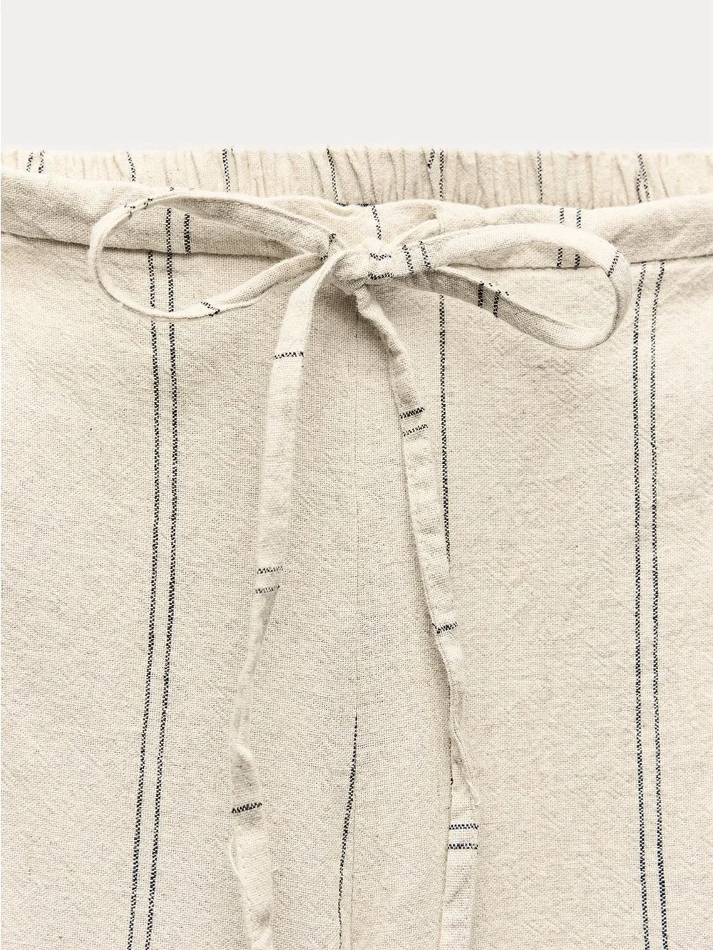 ZARA STRIPED LINEN BLEND PANTS BEIGE